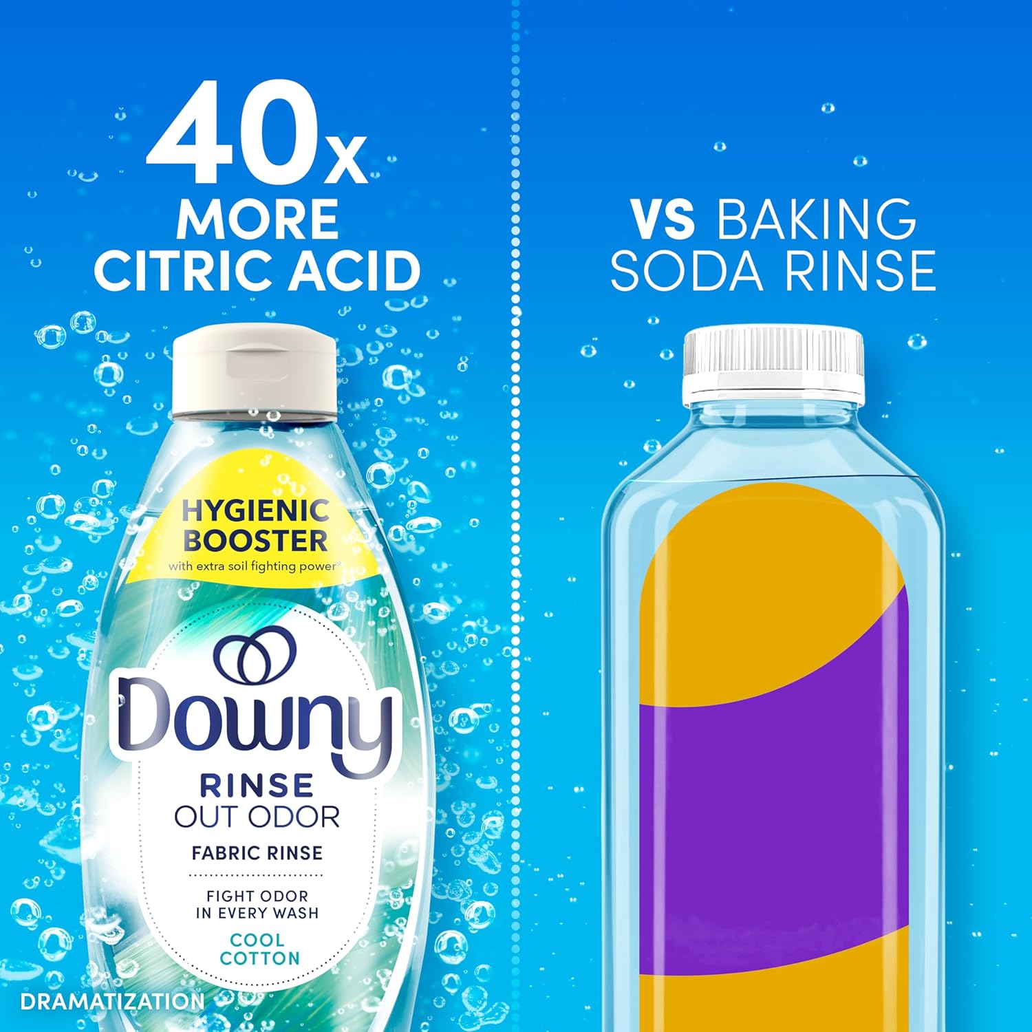 Downy Rinse Laundry Odor Remover – 2-in-1 Softener and Odor Remover for Clutter-Free Laundry, Cool Cotton 48 fl oz