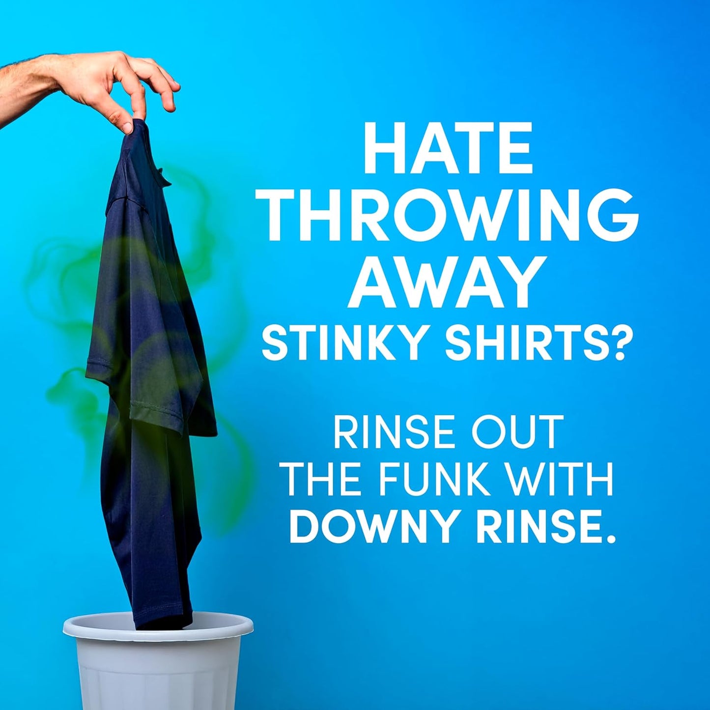Downy Rinse Laundry Odor Remover – 2-in-1 Softener and Odor Remover for Clutter-Free Laundry, Cool Cotton 48 fl oz