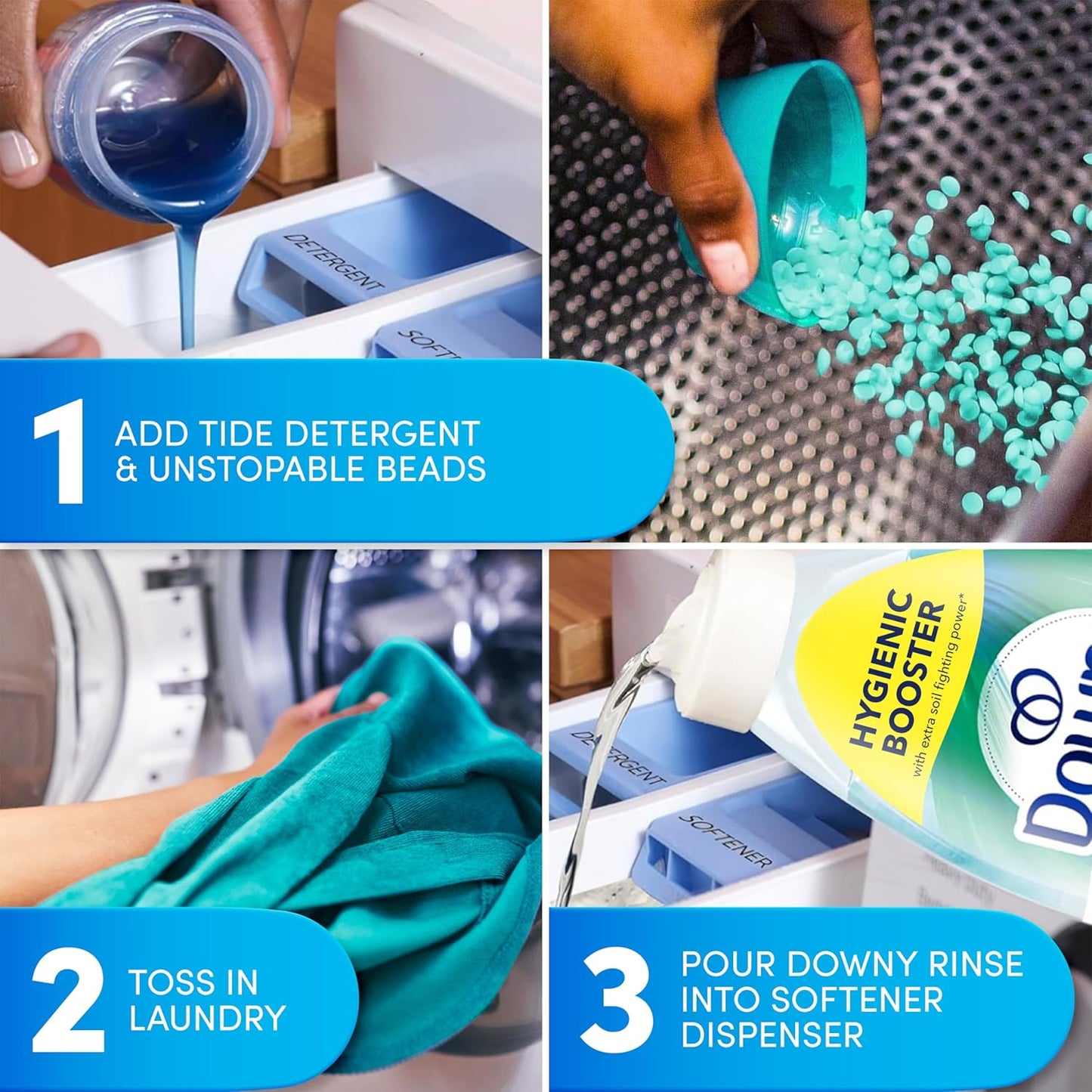 Downy Rinse Laundry Odor Remover – 2-in-1 Softener and Odor Remover for Clutter-Free Laundry, Cool Cotton 48 fl oz