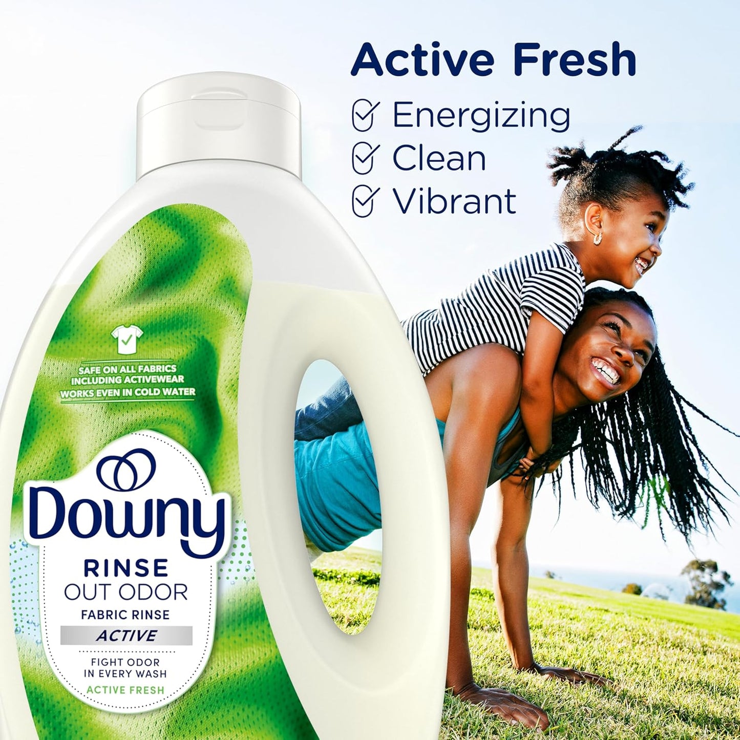 Downy Rinse Laundry Odor Remover, Active Fresh Scent – Gentle Nursery Laundry Care for Baby Clothes and Bibs