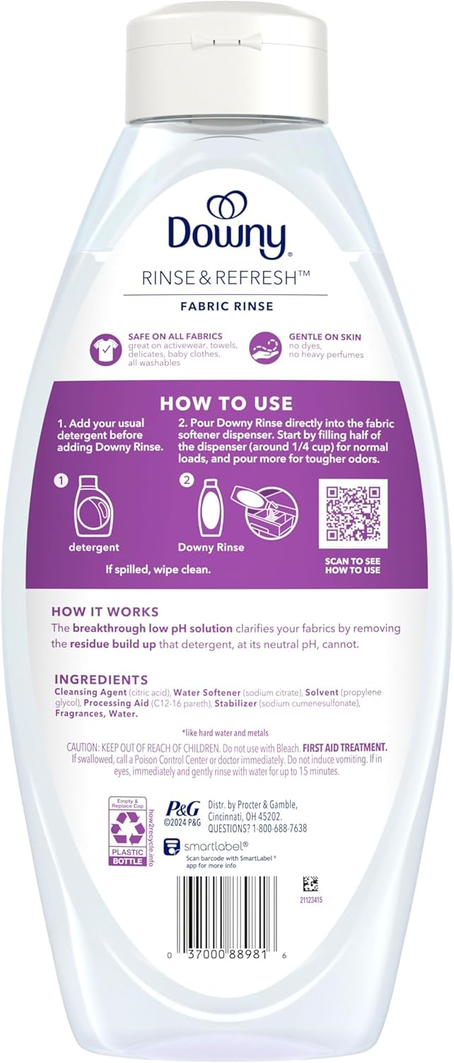 Downy RINSE & REFRESH Laundry Odor Remover – Nursery-Safe Rinse for Baby Clothes and Cloth Diapers