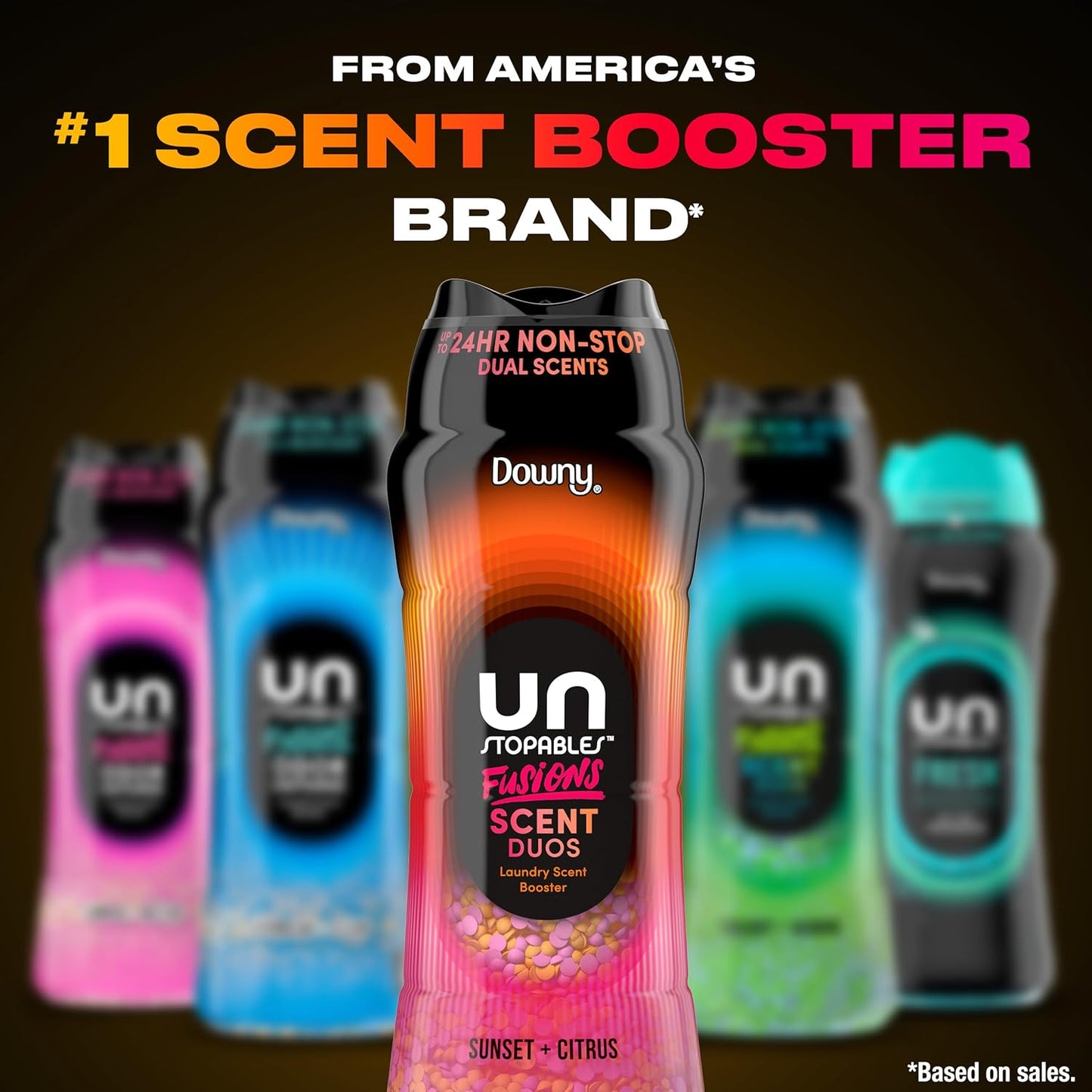 Downy Unstopables Fusions Scent Duo Beads Sunset & Citrus Personal Care Laundry Freshener for Wind-Down Bath Towels and Sleepwear
