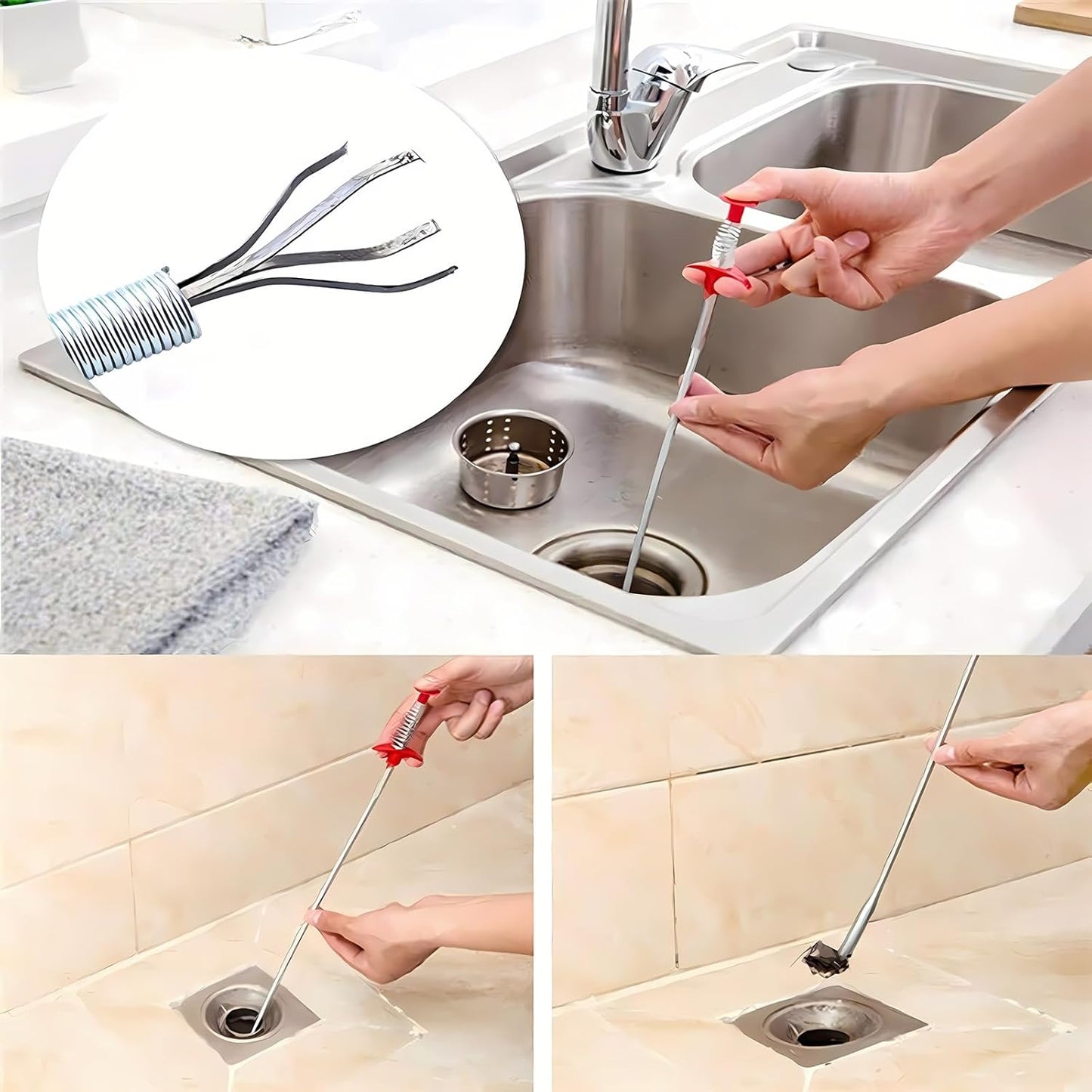 DrainWorx Clog Remover Tool – Child-Friendly Drain Cleaner for Bathroom and Kitchen Sinks
