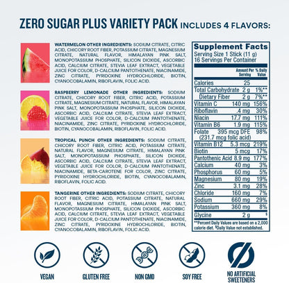 DripDrop Zero Sugar Plus - Sugar Free Electrolyte Powder Sticks for Clean-Label Wellness Routines, Daily Vitamin Hydration