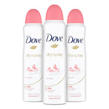 Dove Dry Spray Antiperspirant Rose Petals 3-Pack - Soothing Post-Shave Underarm Care for Sensitive Skin
