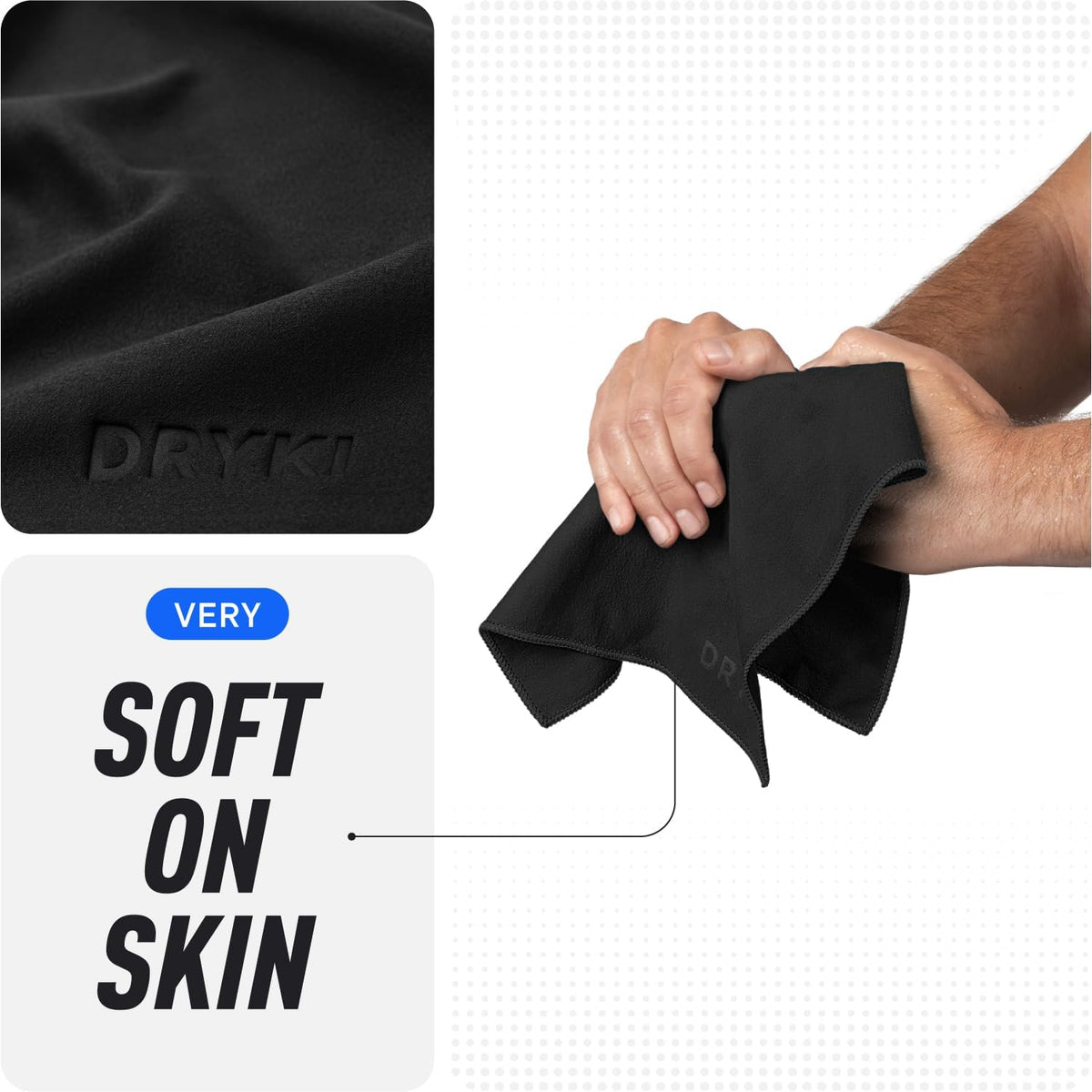 DRYKI Pocket-Sized Sweat Towels - Microfiber Self-Care Ritual for Yoga Studio and Bath Time Wind-Down