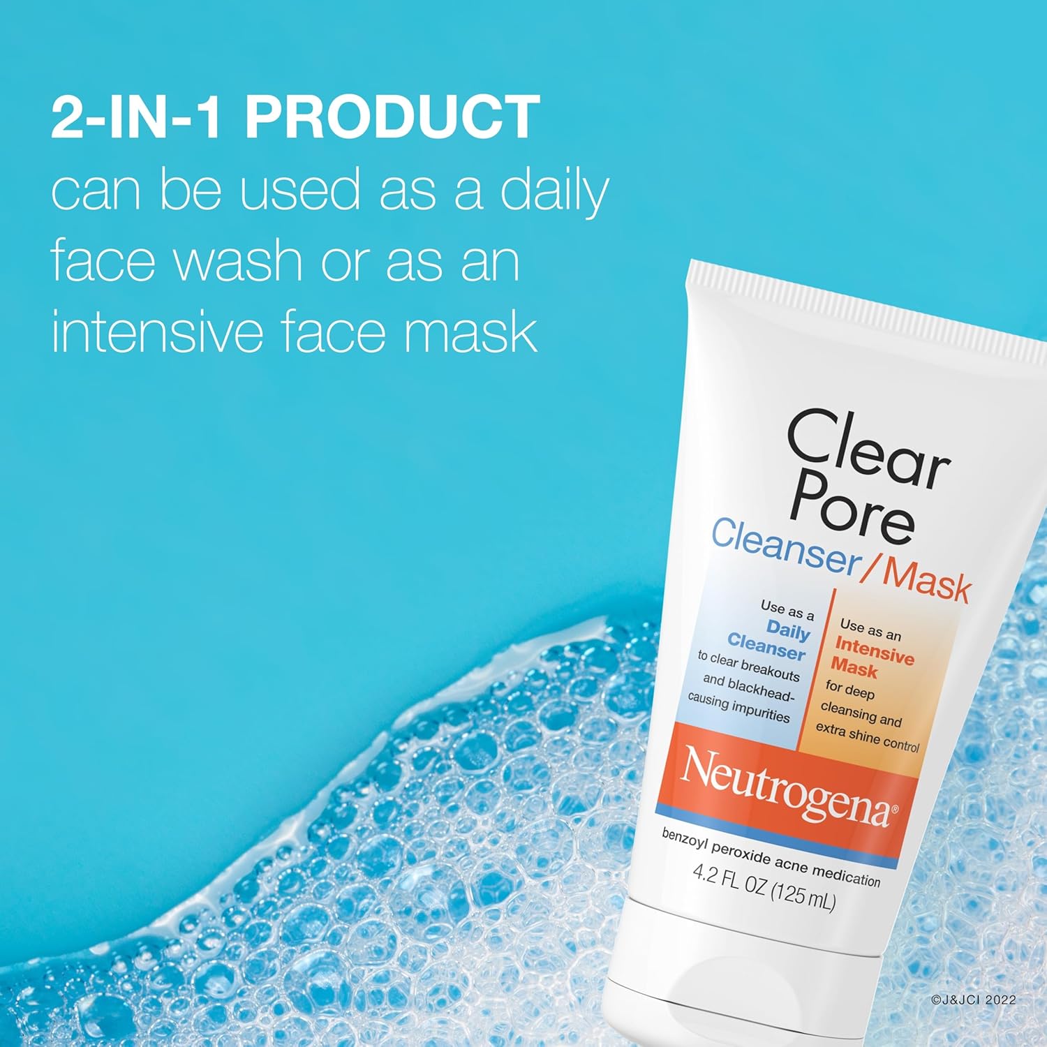 dual-function formula usable as daily face wash or leave-on clay mask