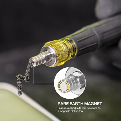 dual-length barrel that flips between stored and extended positions