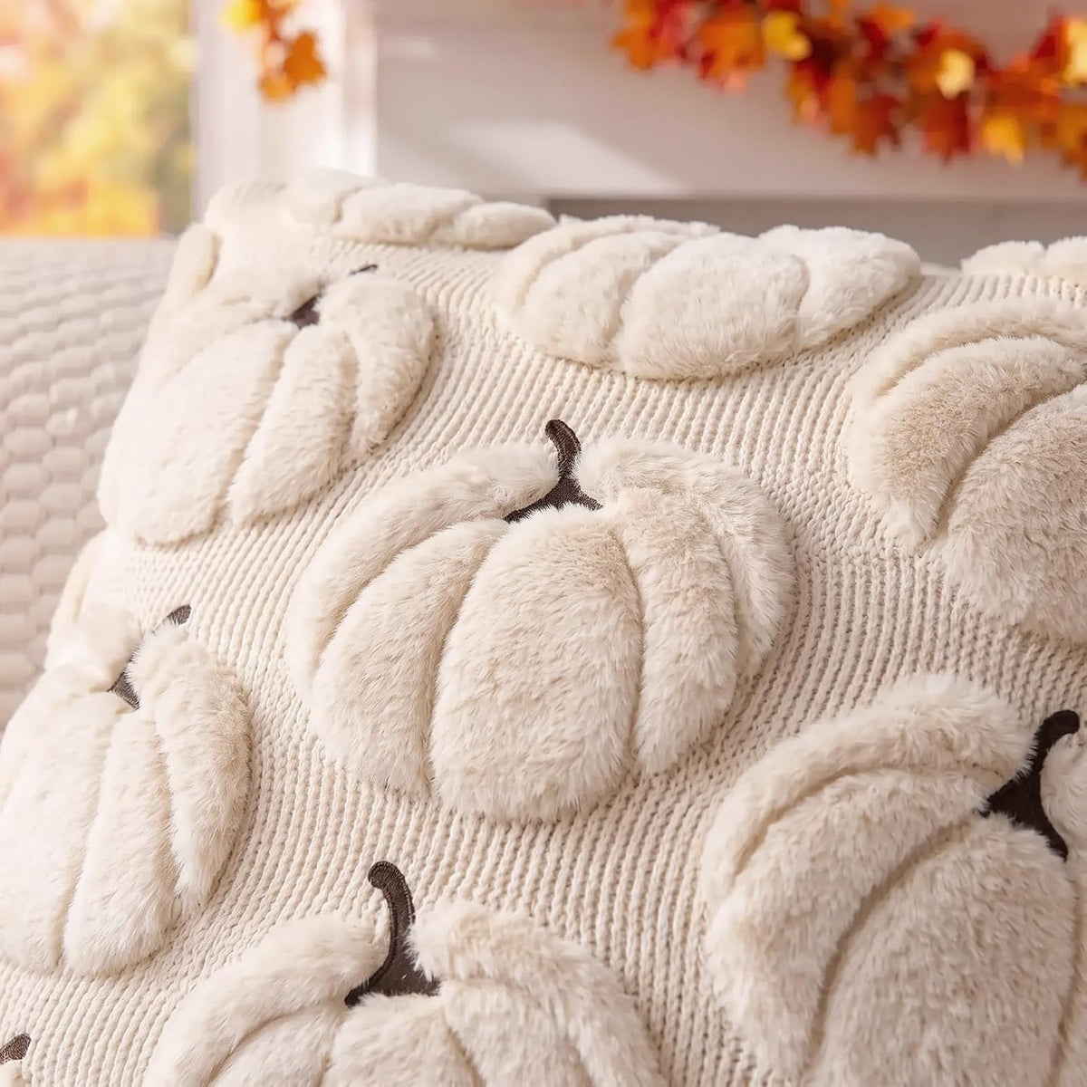 dual-side design: embroidered pumpkin front and solid plain back