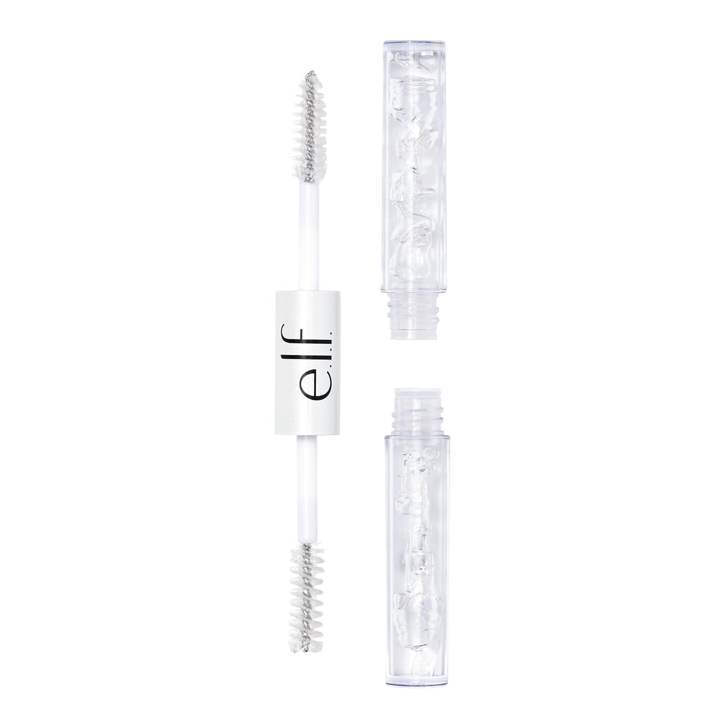 dual-sided design combining a brow gel end and a clear mascara end in one tube