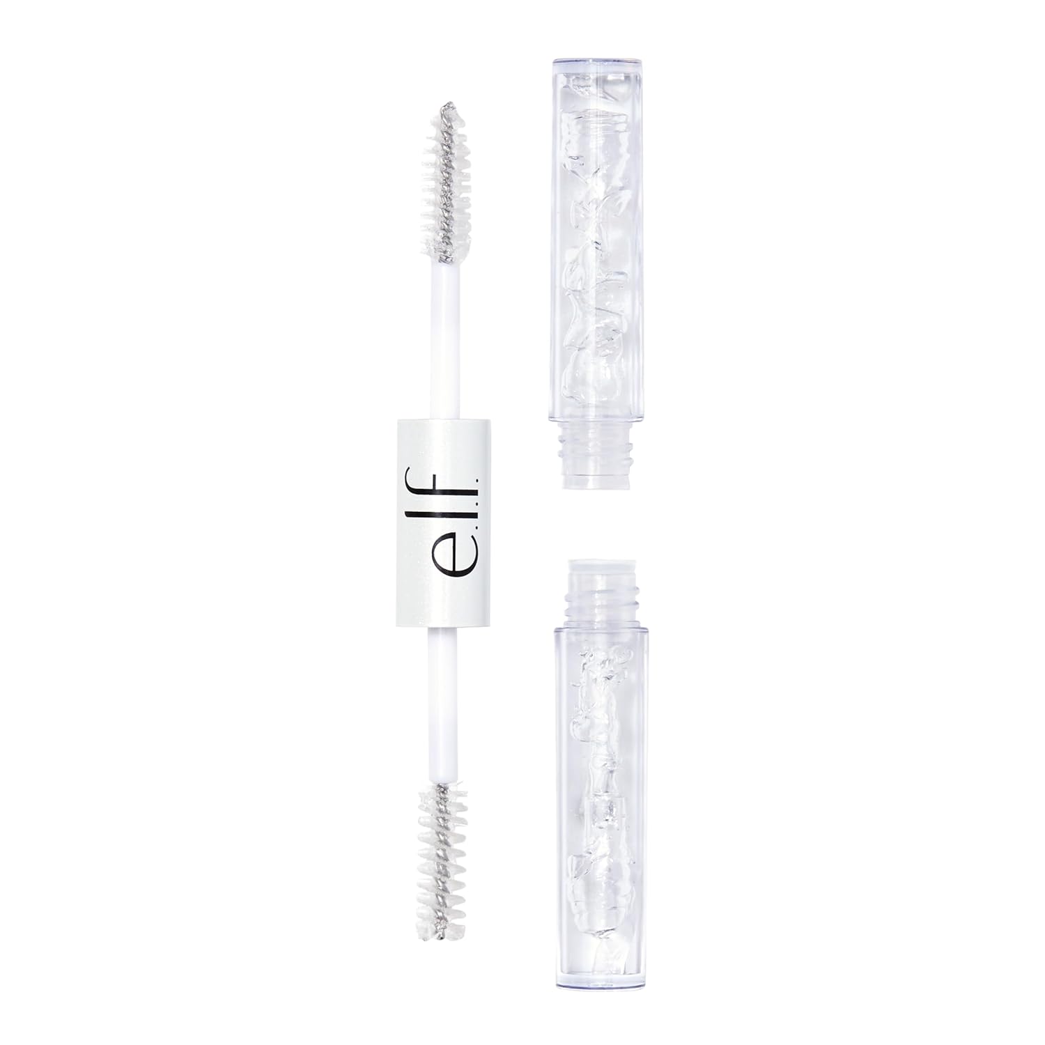 dual-sided design combining a brow gel end and a clear mascara end in one tube