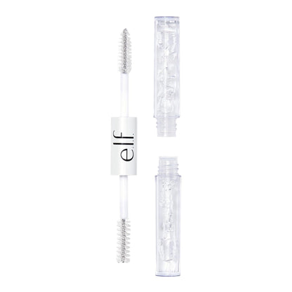 dual-sided design combining a brow gel end and a clear mascara end in one tube