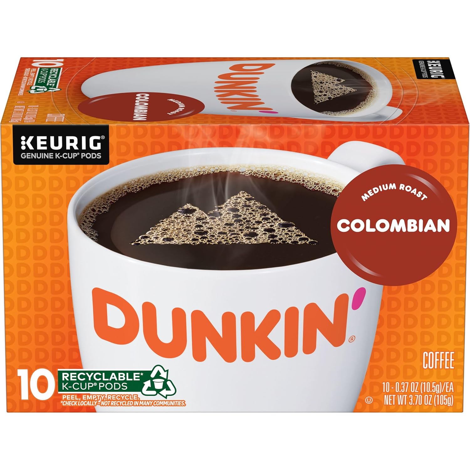 Dunkin' Colombian Medium Roast K-Cup Pods for Home Office Focus Rituals, Keurig Single-Serve Morning Brew