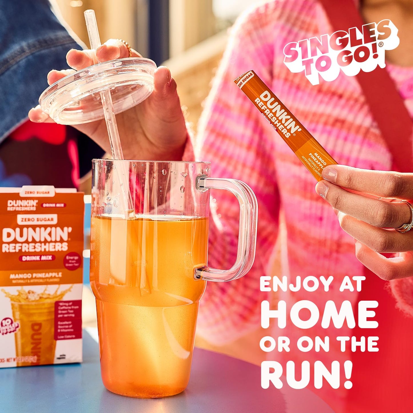 Dunkin' Refreshers Singles To Go! Powdered Drink Mix Packets, 40 Ct Variety Pack, Zero Sugar Workday Focus Hydration