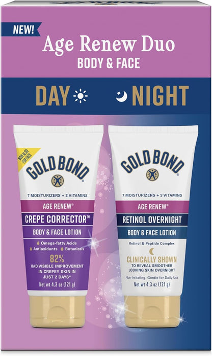 duo set containing 4.3 oz crepe corrector day lotion and 4.3 oz retinol overnight lotion