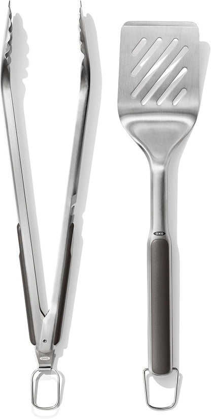 durable stainless steel turner with wide, beveled head for sliding under food