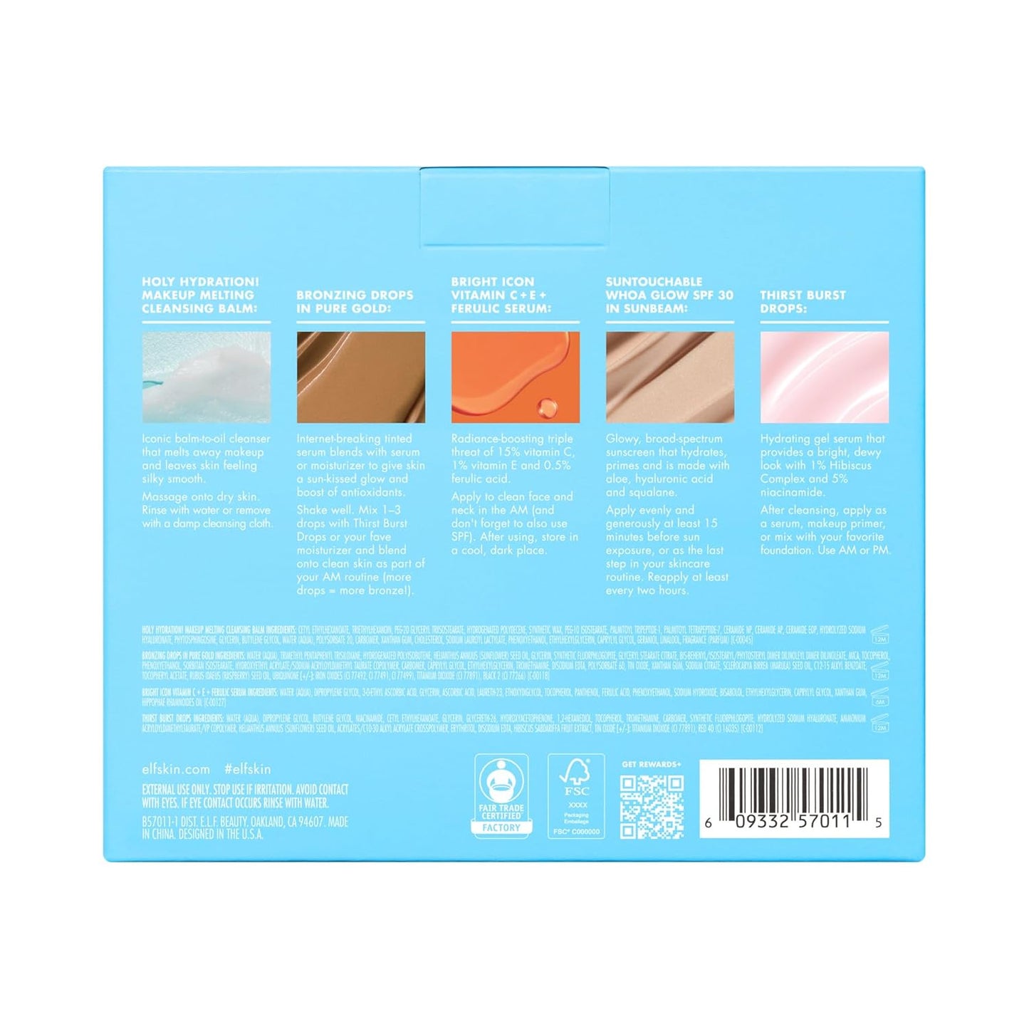 e.l.f. SKIN Best & Obsessed Kit – Vegan Skincare Gift Set for Her, Travel-Size Cleansing Balm, Serum & SPF