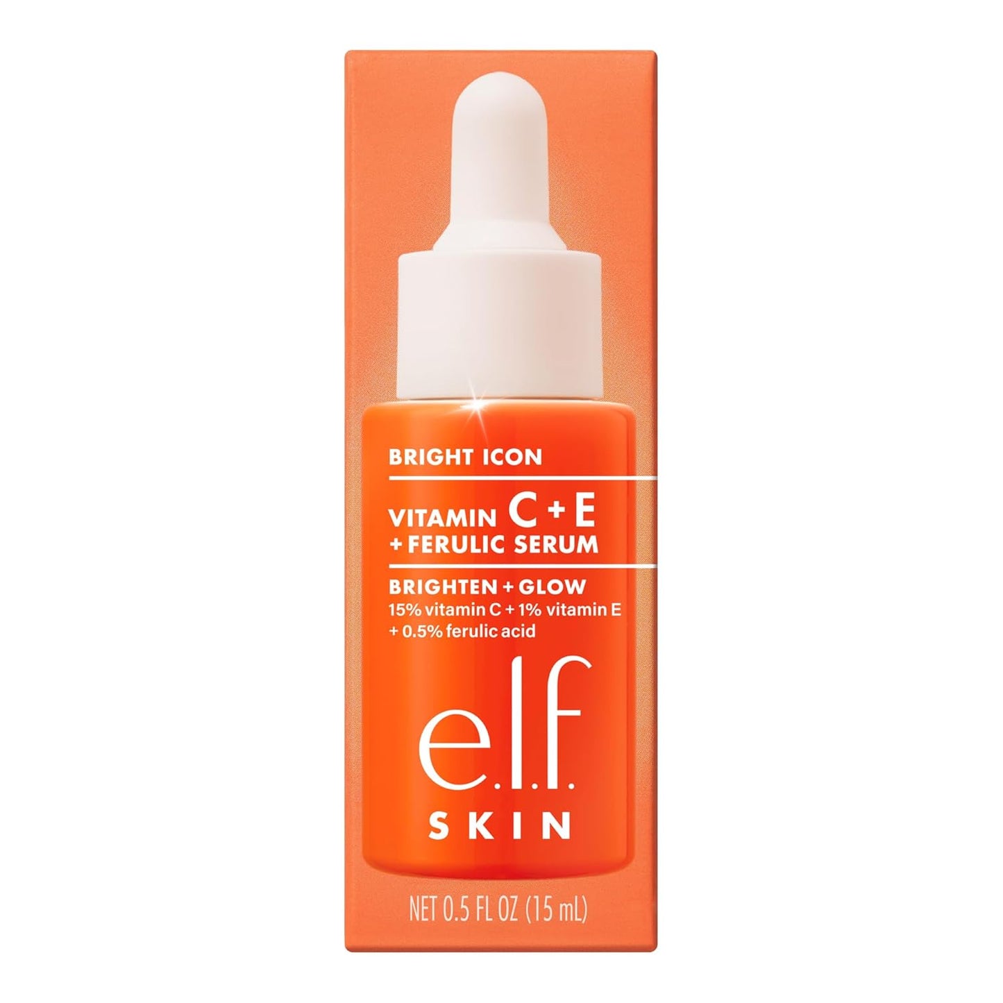 e.l.f. SKIN Bright Icon Vitamin C + E + Ferulic Serum Mini – Calming Wind-Down Brightening Treatment for Vanity Self-Care