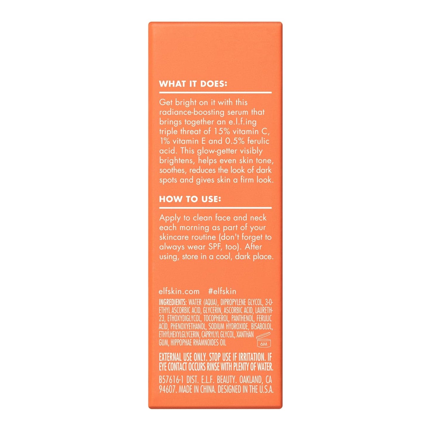 e.l.f. SKIN Bright Icon Vitamin C + E + Ferulic Serum Mini – Calming Wind-Down Brightening Treatment for Vanity Self-Care