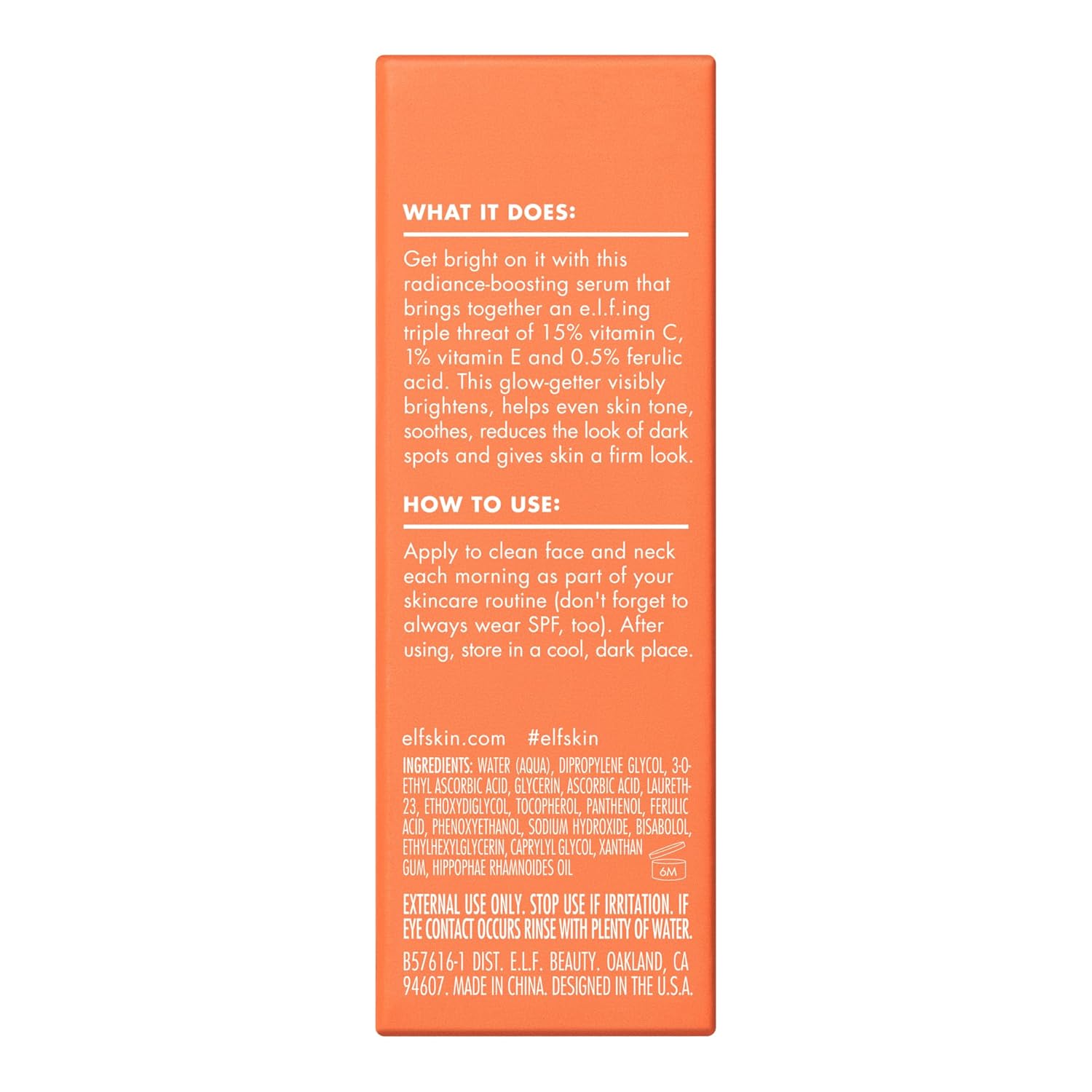 e.l.f. SKIN Bright Icon Vitamin C + E + Ferulic Serum Mini – Calming Wind-Down Brightening Treatment for Vanity Self-Care