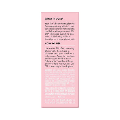 e.l.f. Thirst Burst Pore-fecting Toner – Wind-Down Spa Moment with BHA Exfoliation and Hibiscus Hydration