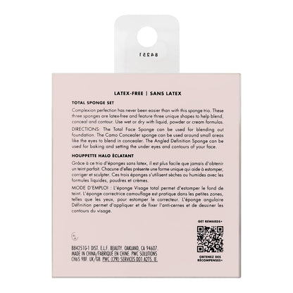 e.l.f. Total Sponge Set – Mindful Self-Care Beauty Ritual, Hypoallergenic Sponges for Sensitive Skin