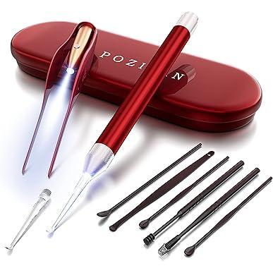 Ear Wax Removal with Light - 8 Pcs Ear Cleaning Kit for Kids and Adults | Pediatrician-Inspired Home Ear Care, Lighted Tweezers for Kids