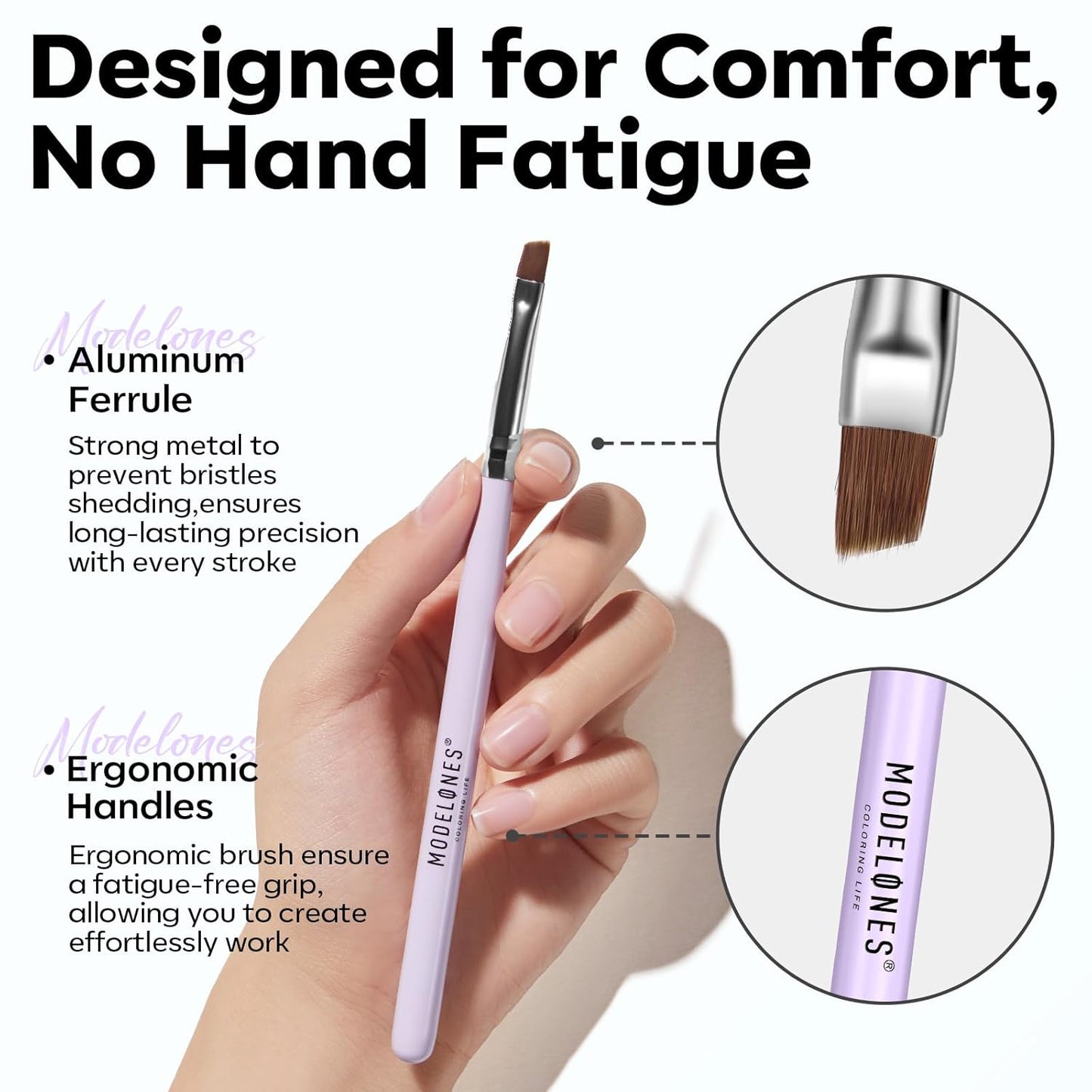 easy-clean bristles that rinse with warm water or brush cleaner