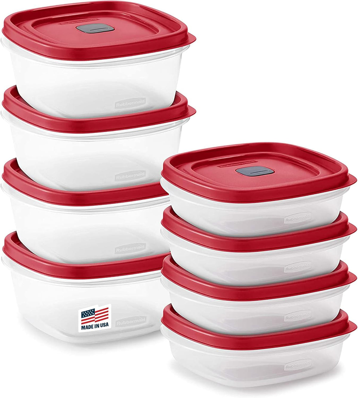 easy find vented lids that snap onto container base and same-size lids for cabinet organization