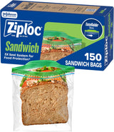Ziploc Sandwich Bags for Kids School Lunches – BPA-Free Reusable Snack Storage, 150 Count