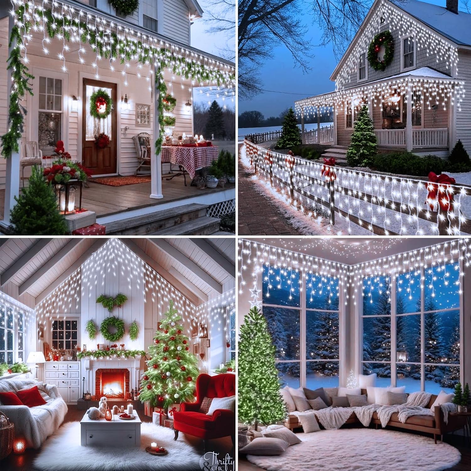 echosari Icicle Lights Battery Powered – Clean Single-Color Glow for Intentional Uncluttered Spaces