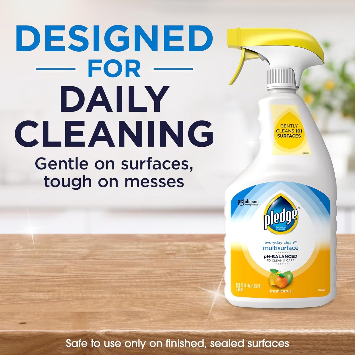 effective on 101 common household surfaces (glass, sealed wood, furniture, countertops)