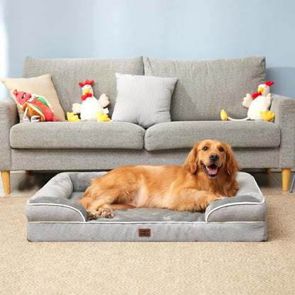 EHEYCIGA Orthopedic Dog Bed Gift – Thoughtful Present for Dog Parents of Senior Large Breeds, Grey Bolster
