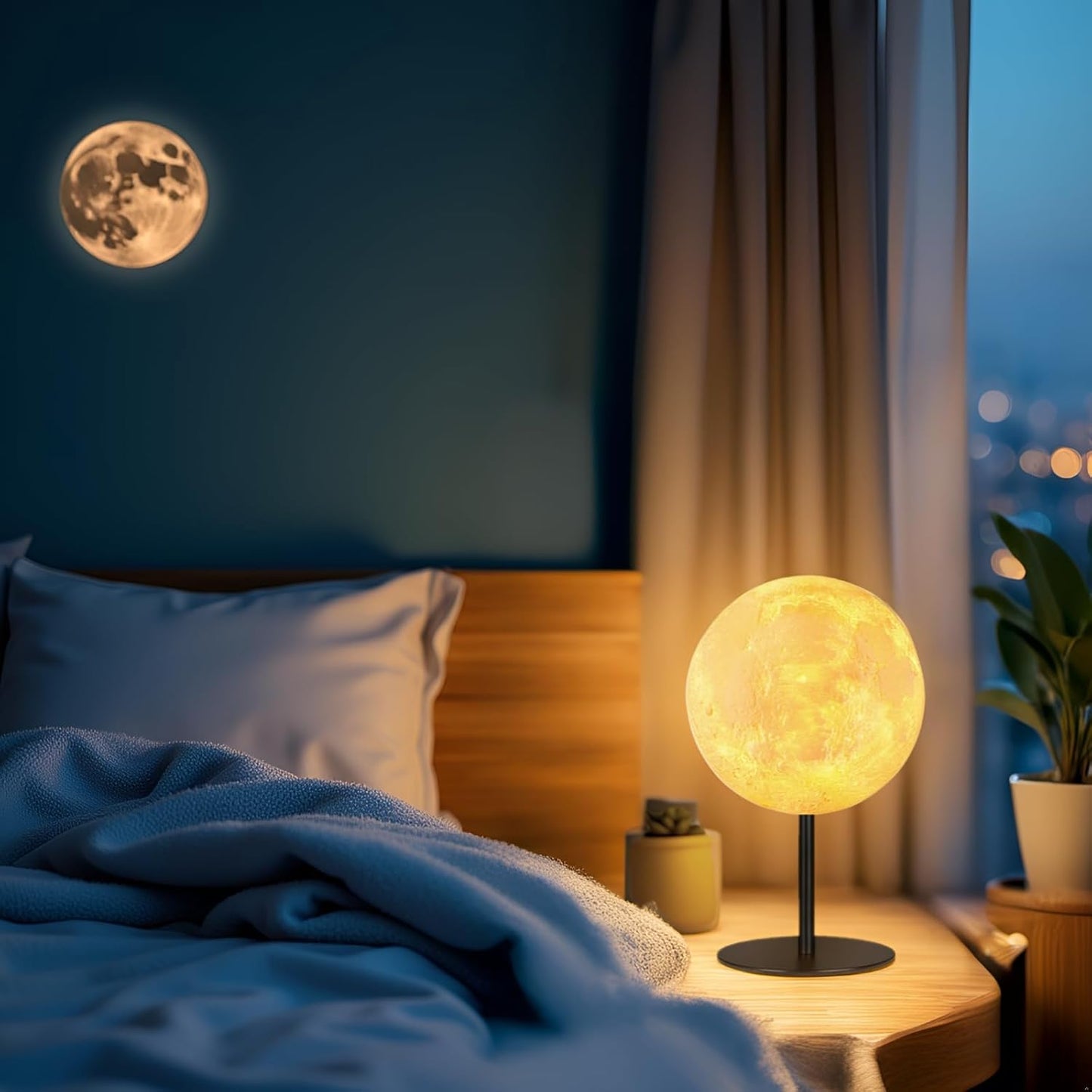 Ehobroc Moon Lamp – Unique Housewarming Present, Dimmable Bedside Lamp with 30 Light Modes