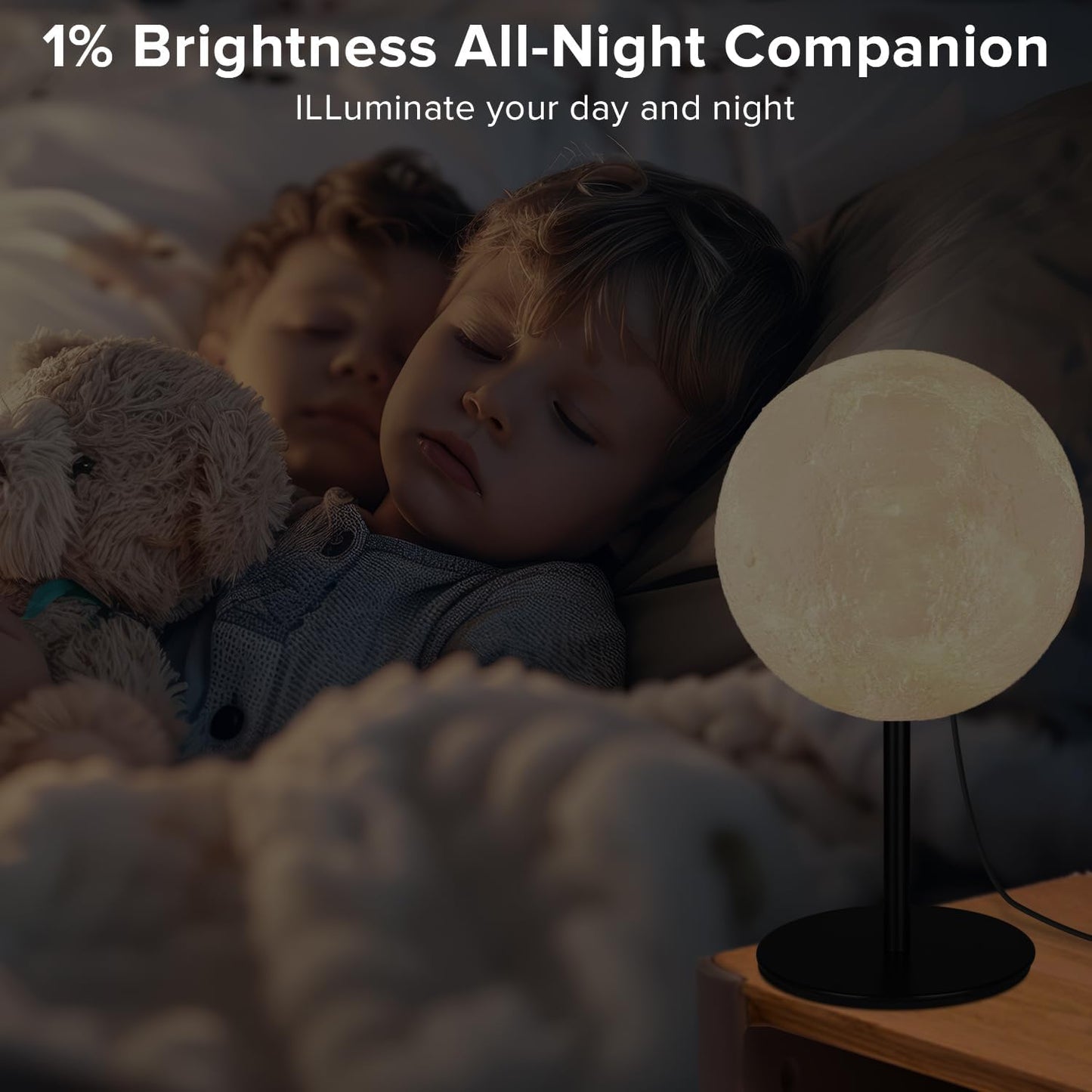 Ehobroc Moon Lamp – Unique Housewarming Present, Dimmable Bedside Lamp with 30 Light Modes