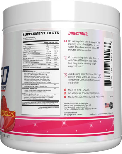 EHP Labs OxyShred Pre Workout Powder – Vegan Daily Energy Ritual for Calorie-Deficit Wellness, 14 Flavors