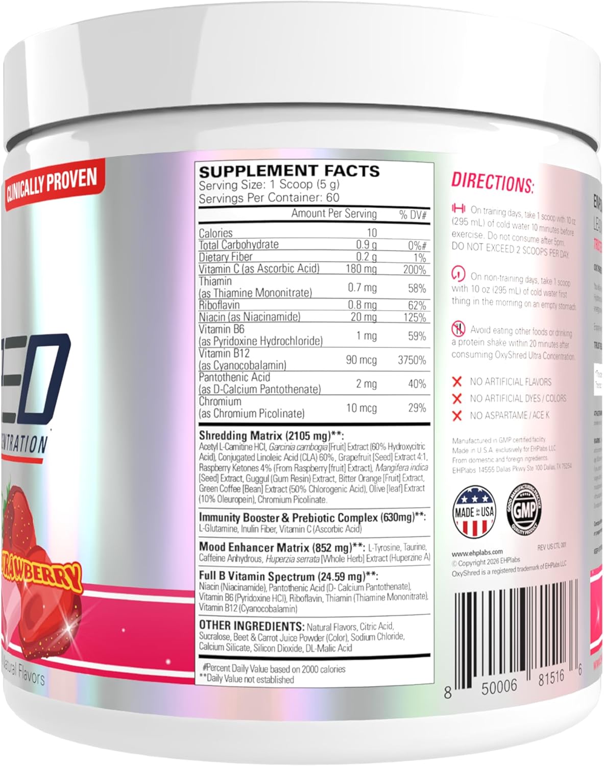 EHP Labs OxyShred Pre Workout Powder – Vegan Daily Energy Ritual for Calorie-Deficit Wellness, 14 Flavors