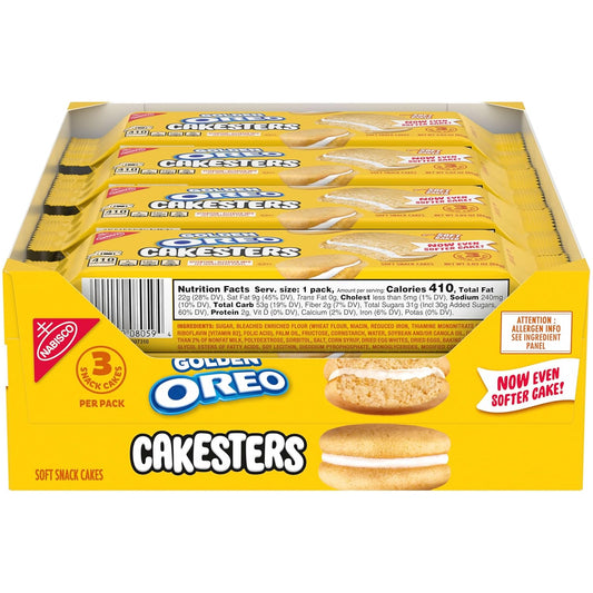 eight 3.03 oz individually wrapped snack packs totaling 24 cakesters