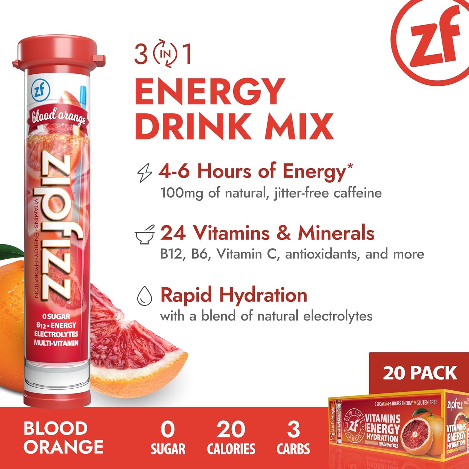 electrolyte blend featuring 950mg potassium and 105mg magnesium for rapid hydration
