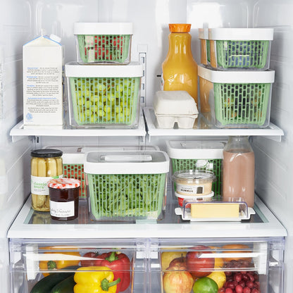 elevated basket with side handles promoting 360-degree airflow and functioning as a colander