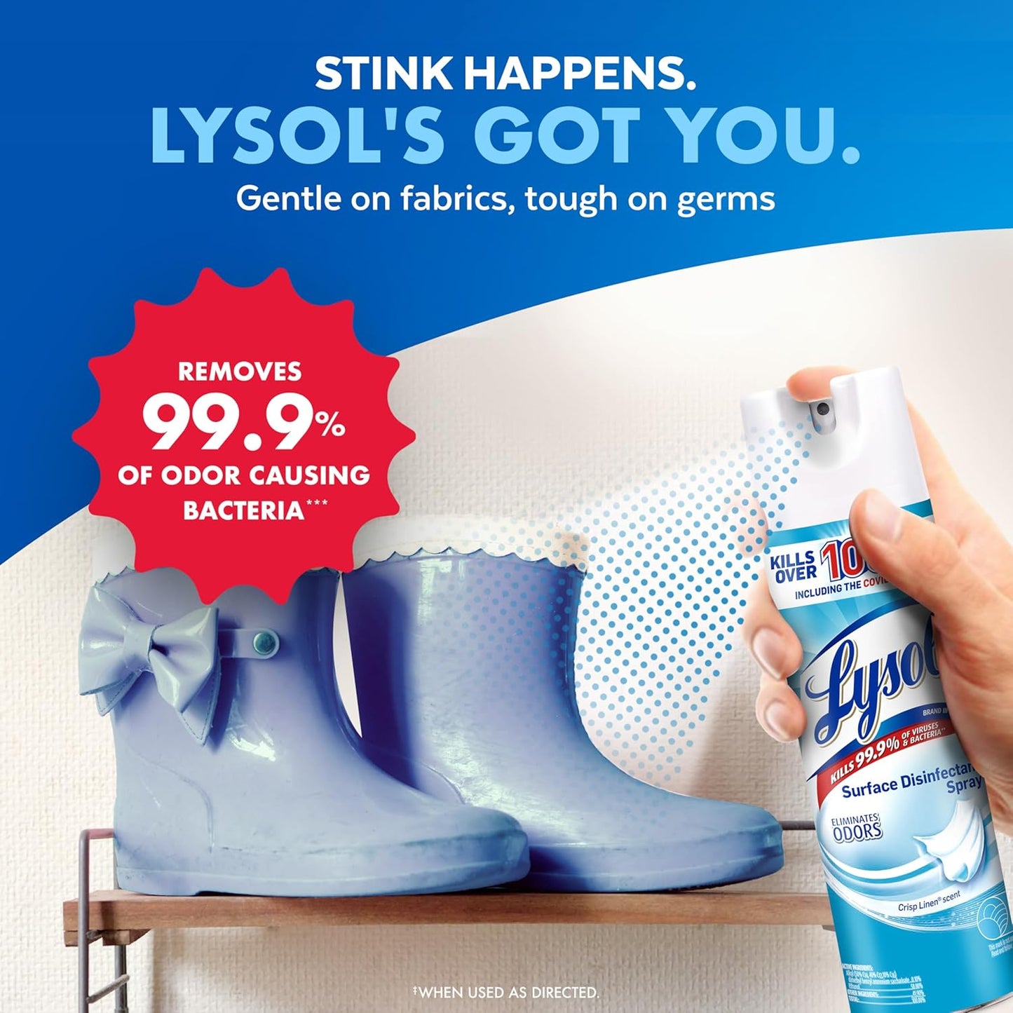 eliminates odor-causing bacteria and helps prevent mold and mildew