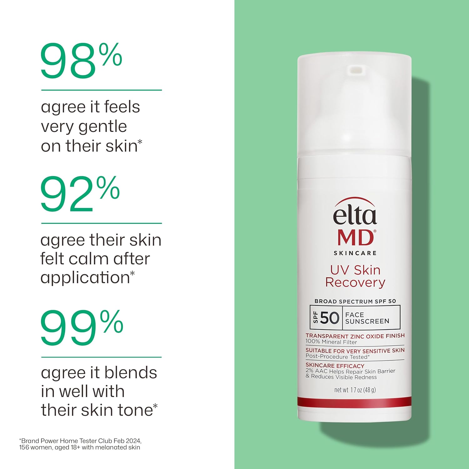 EltaMD UV Skin Recovery Sunscreen SPF 50 – Chemical-Free Mineral Protection for Reactive Skin