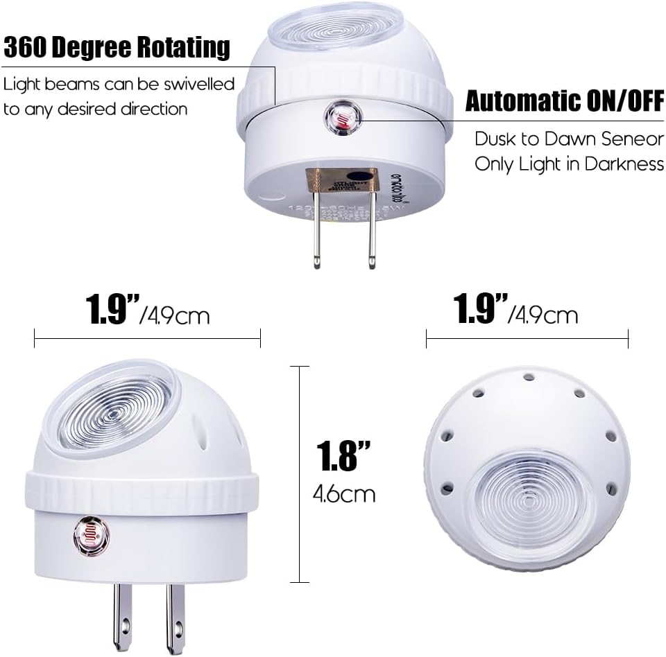 Emotionlite Nightlight – Flameless Night Light for Stairways and Hallways, 2700K Warm Glow, Automatic Dark Sensor for Safer Night Navigation