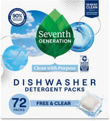 Seventh Generation Dishwasher Detergent Packs Free & Clear for Sensitive Skin Homes, Plant-Based Dish Care for Allergy-Prone Kitchens