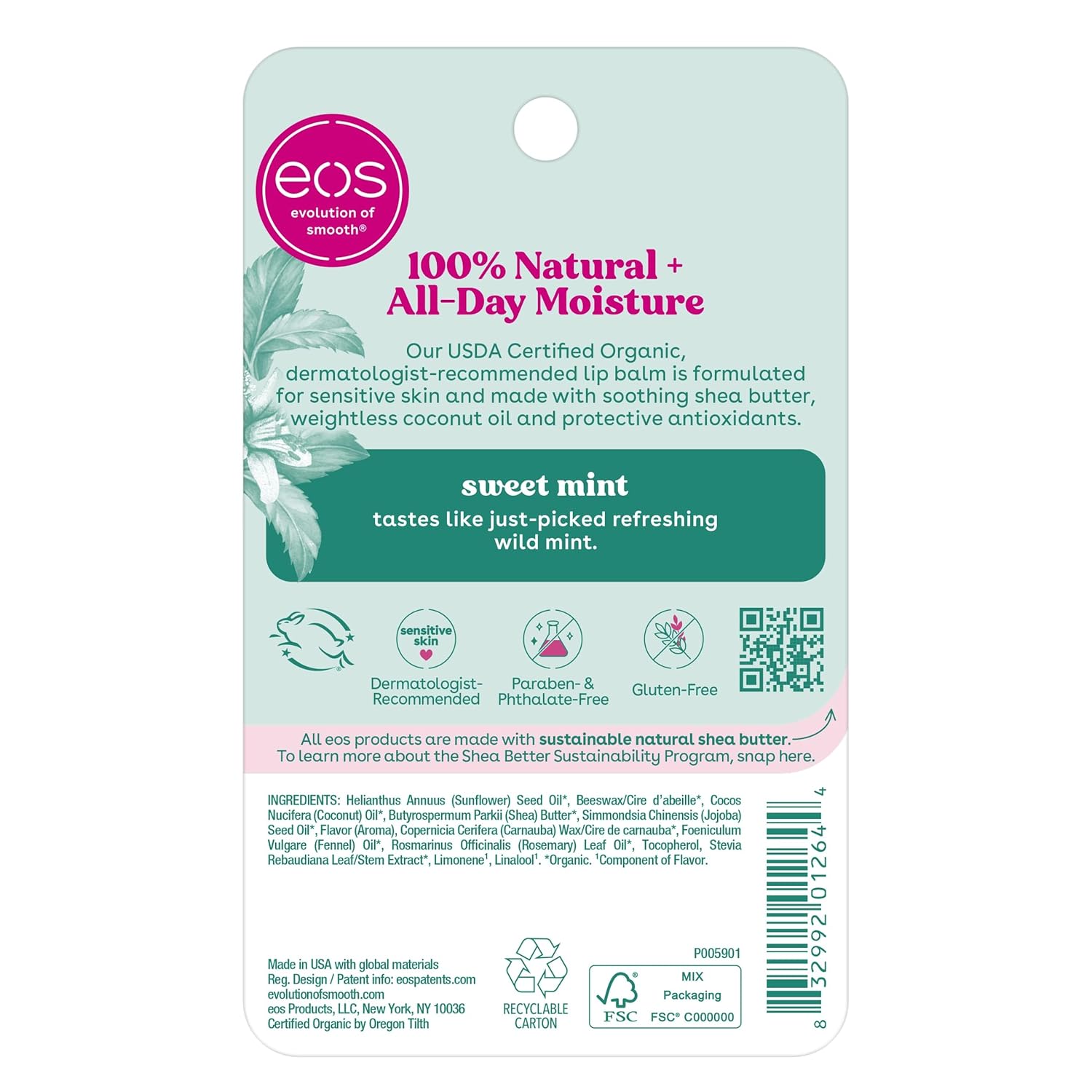 eos 100% Natural & Organic Lip Balm Sticks - Sweet Mint, Thoughtful Birthday Gift for Her & Best Friend, Multi-Pack Variety