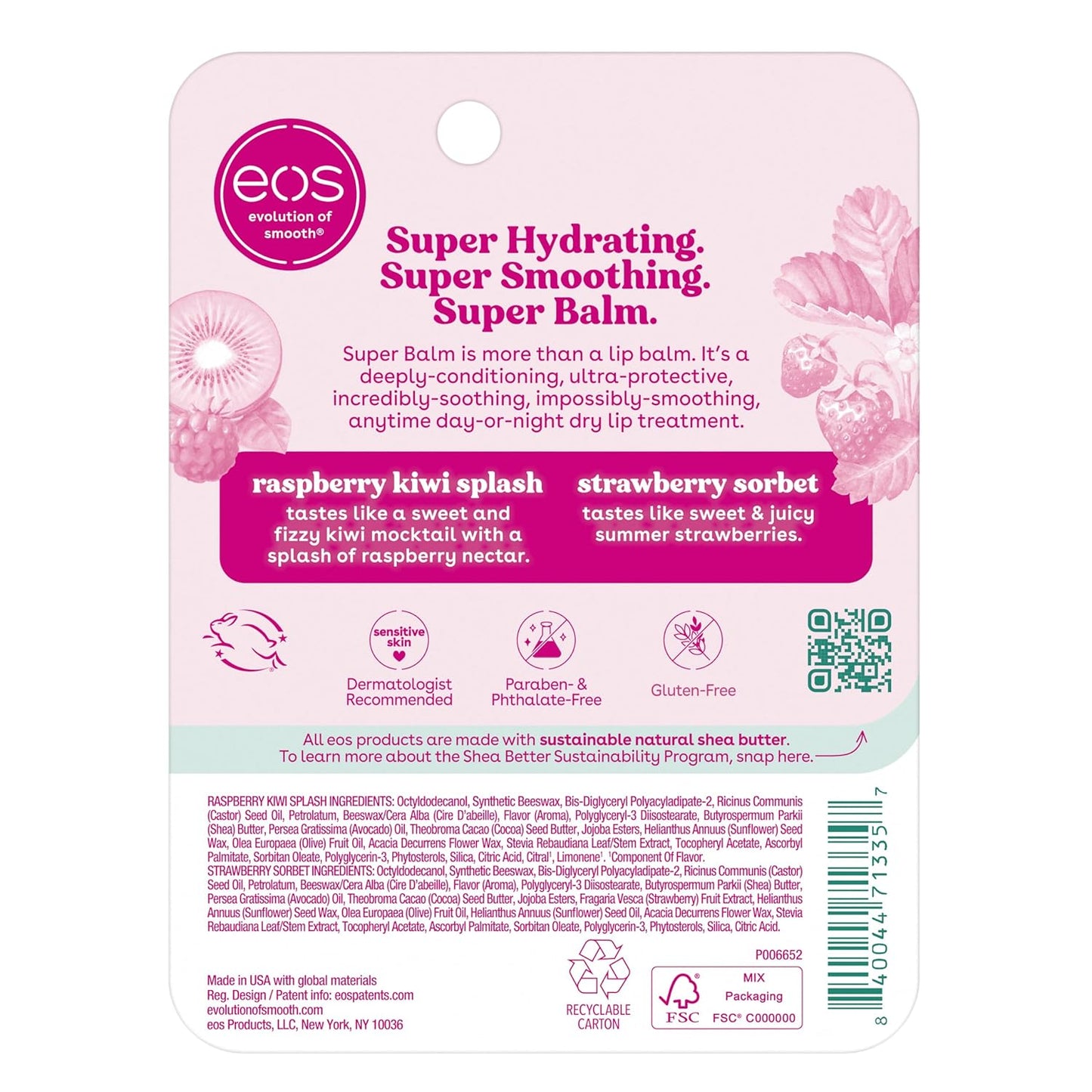 eos 24H Moisture Super Balm – Heat-Resistant Daily Lip Treatment, Car-Friendly Formula That Won't Melt in Summer