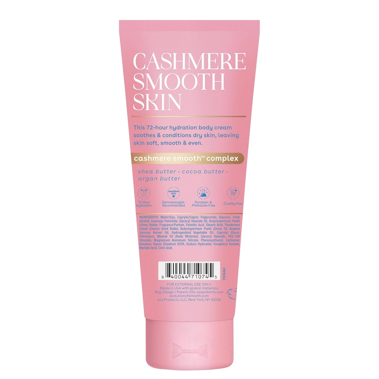 eos Cashmere Vanilla Body Cream – Premium Post-Shave Indulgence with Argan and Shea Butter, 72-Hour Hydration, 7 fl oz
