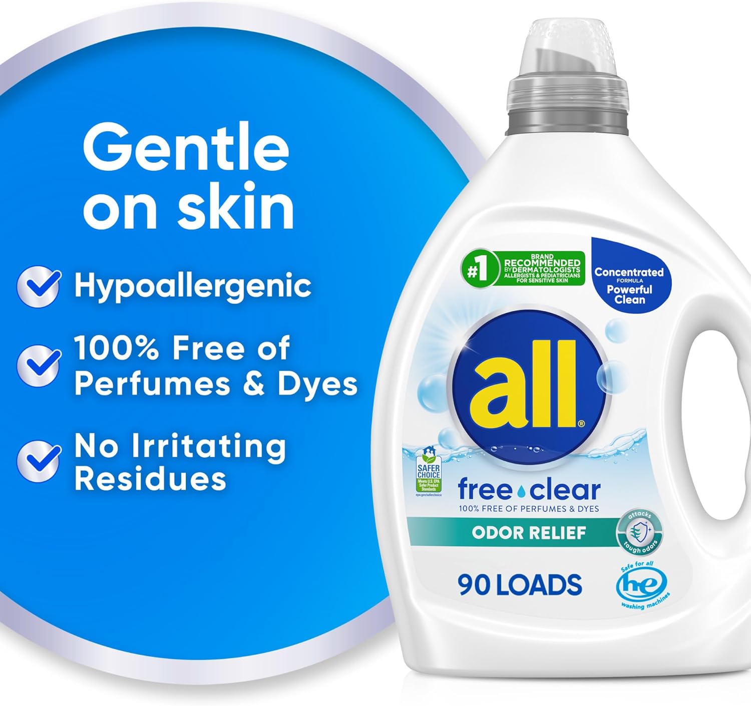 epa safer choice certified with biodegradable surfactants and no phosphates