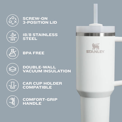 ergonomic comfort-grip handle integrated with narrow base that fits standard car cup holders (14oz-40oz sizes)