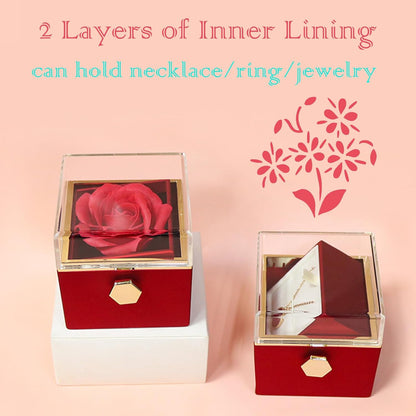 Eternal Rose Ring Box – Clean-Lined Forever Rose Organizer, Neutral-Tone Hidden Drawer for the Uncluttered Vanity